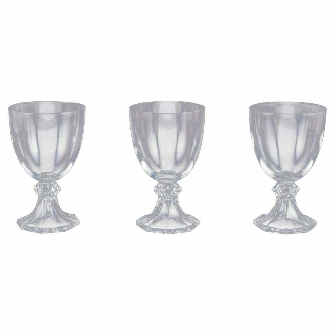 Val St. Lambert, Belgium. Set Of Three Red Wine Glasses In Crystal Glass.