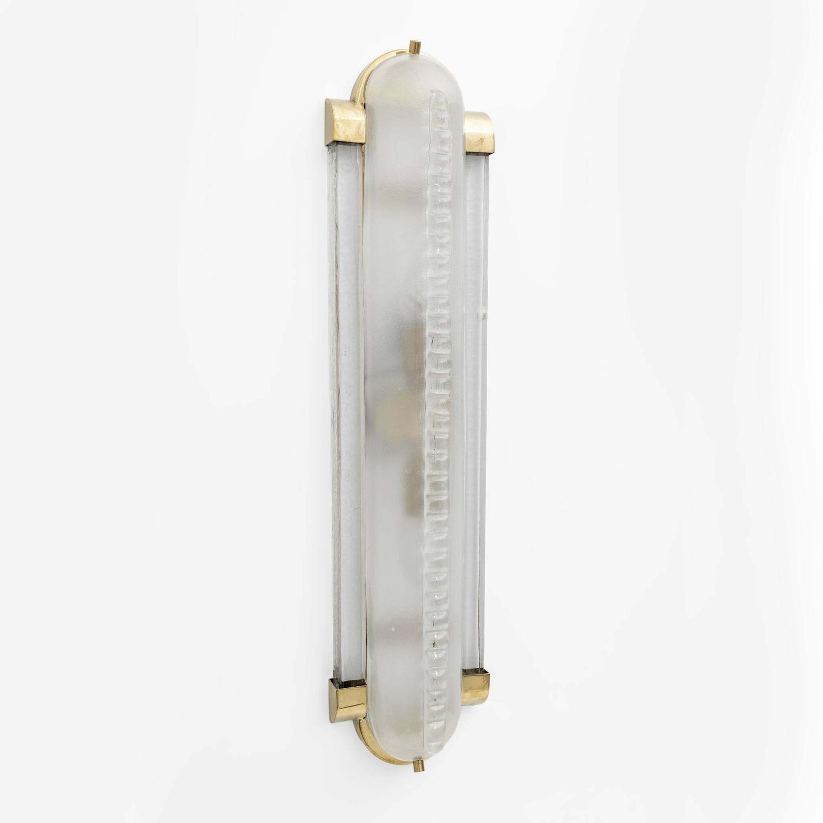 Pair Of Big Art Dèco Style Brass And Frosted Murano Glass Sconces photo vinterior