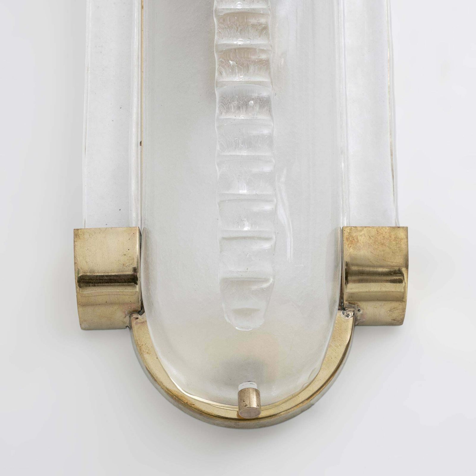 Pair Of Big Art Dèco Style Brass And Frosted Murano Glass Sconces photo vintage