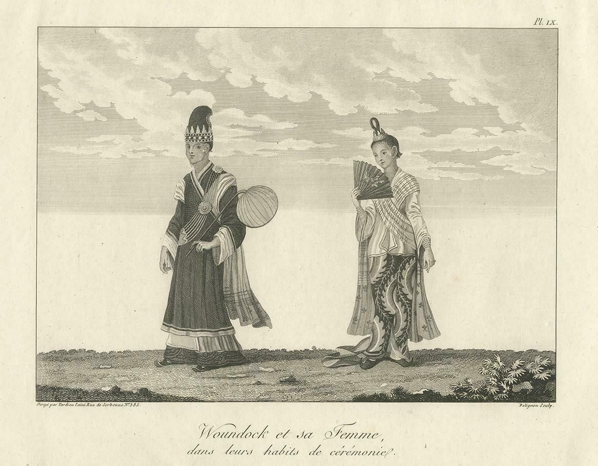 Antique Print Of Burmese Costumes By Symes, '1800' photo for sale