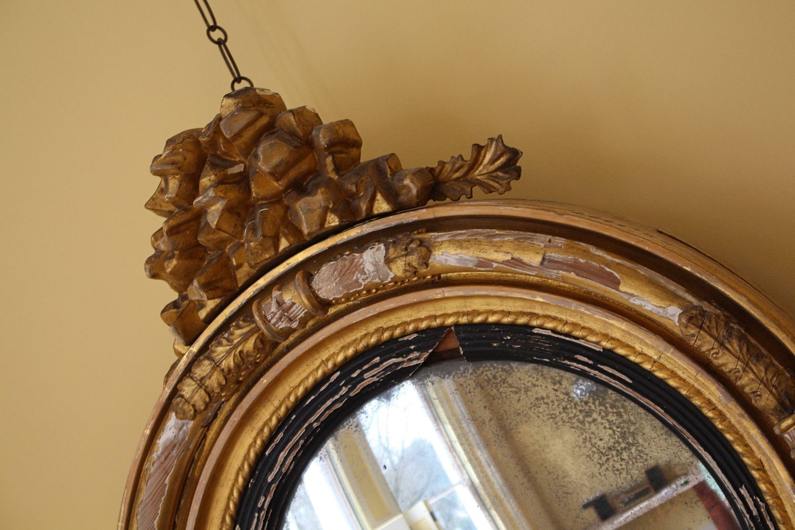 Early 19th Century William IV Gilt Convex Mirror Country House Antique photo for sale