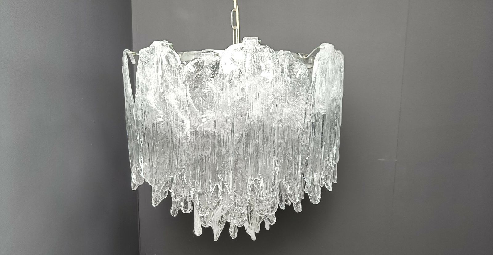 Vintage Mazzega Murano Glass Chandelier, 1970s photo vintage