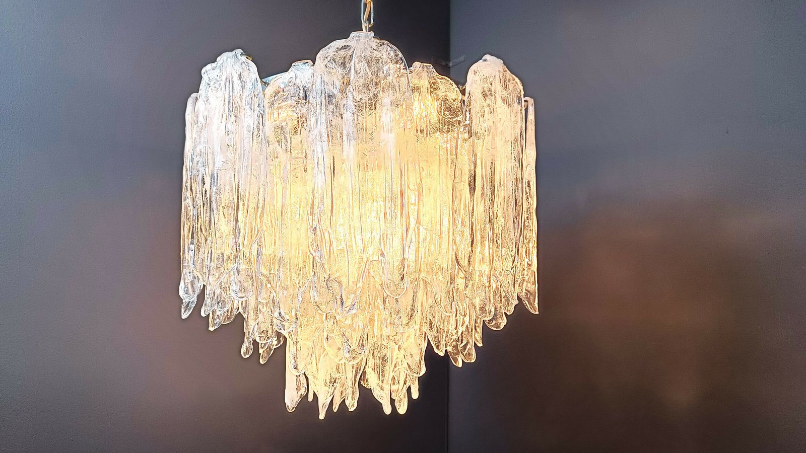 1350.0 Vintage Mazzega Murano Glass Chandelier, 1970s photo