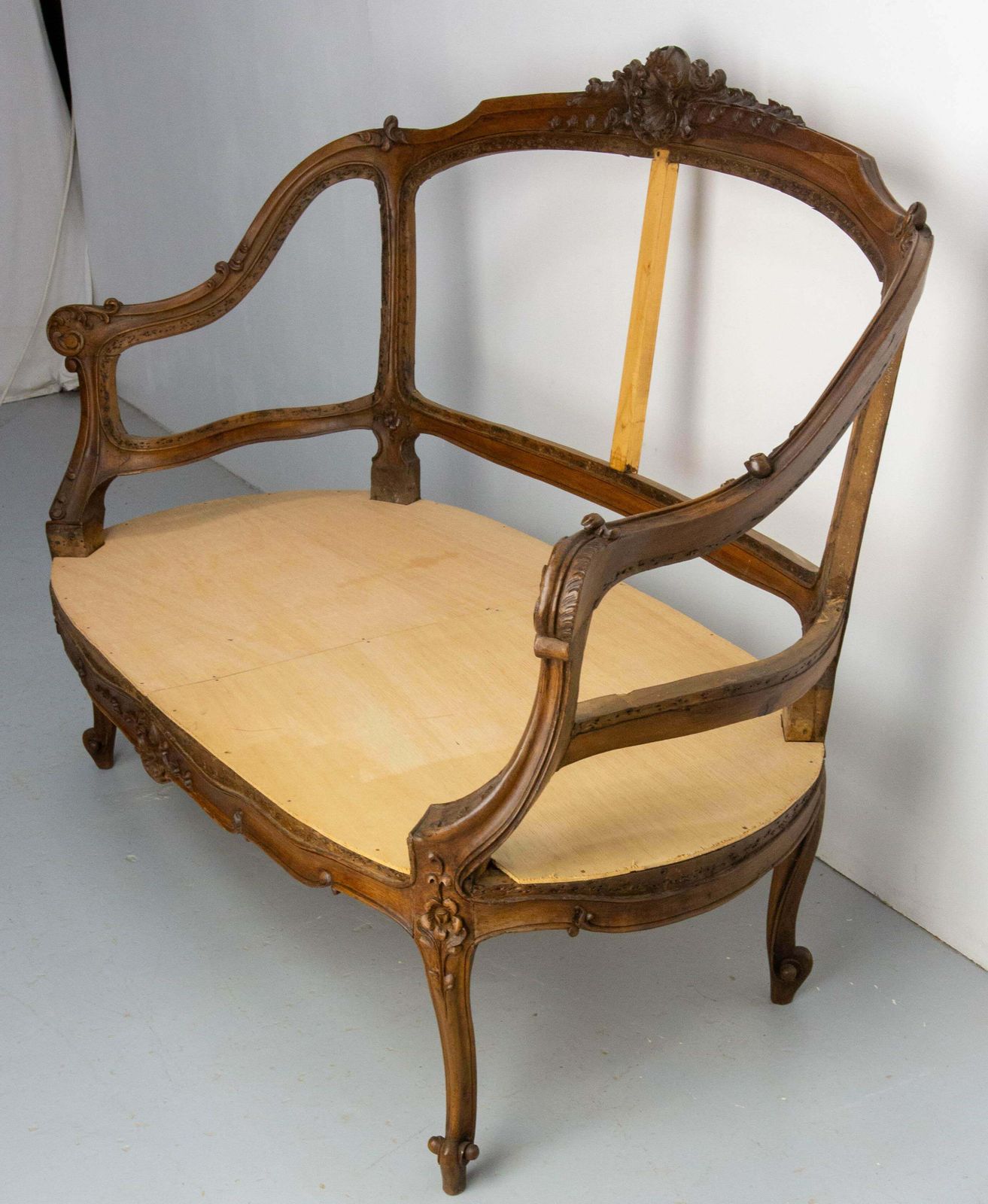 Louis XV Roccoco Revival Walnut Open Sofa To Cane Or Upholster French, 19th C photo 990.0
