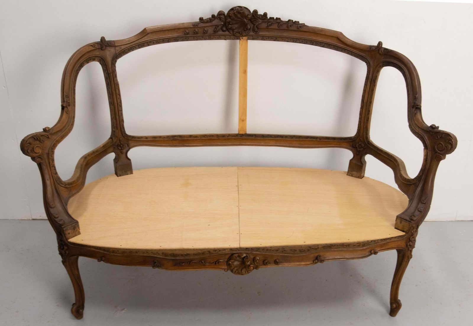 Furniture Louis XV Roccoco Revival Walnut Open Sofa To Cane Or Upholster French, 19th C photo