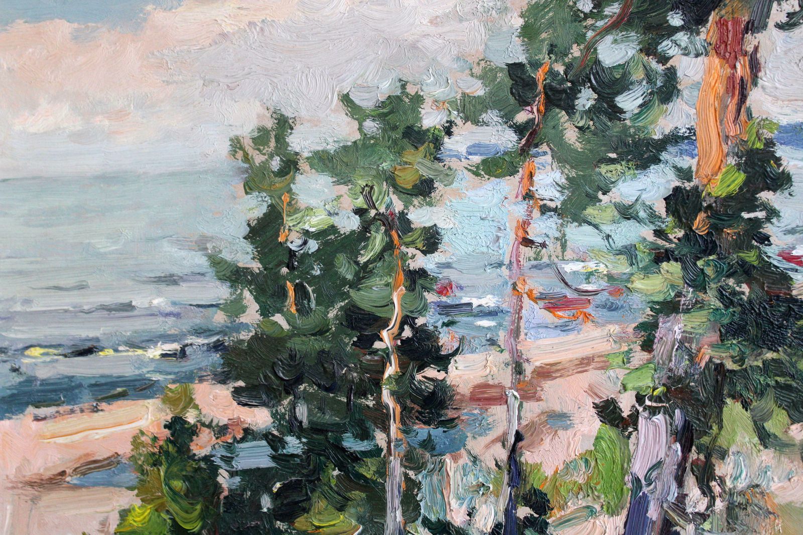 Edgars Vinters Pine Trees On The Seashore. 1981, Cardboard, Oil, 46x65 Cm 1981 photo Art
