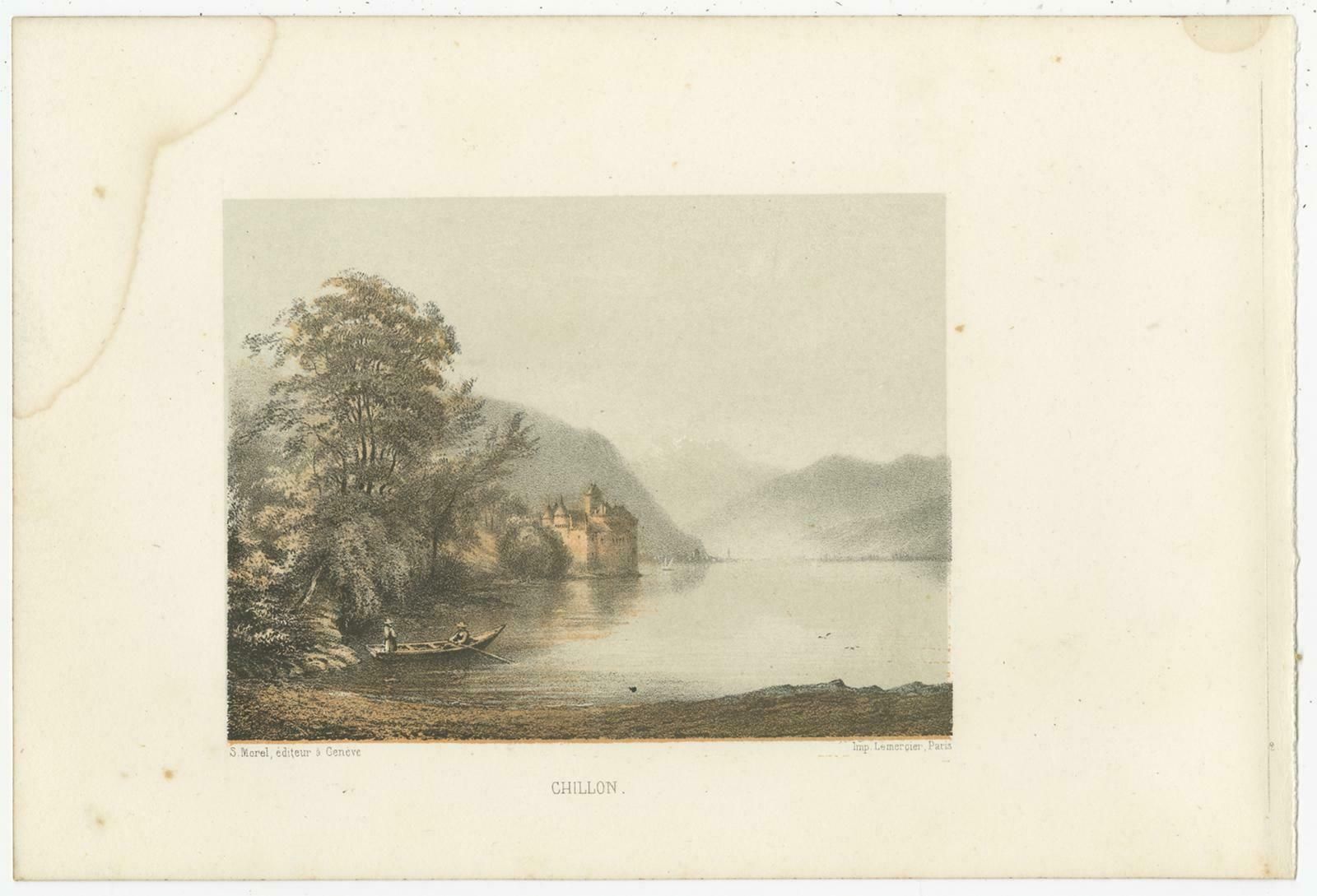 Set Of 3 Antique Prints Of Switzerland, Chillon, By Morel 'Circa 1850' photo furniture