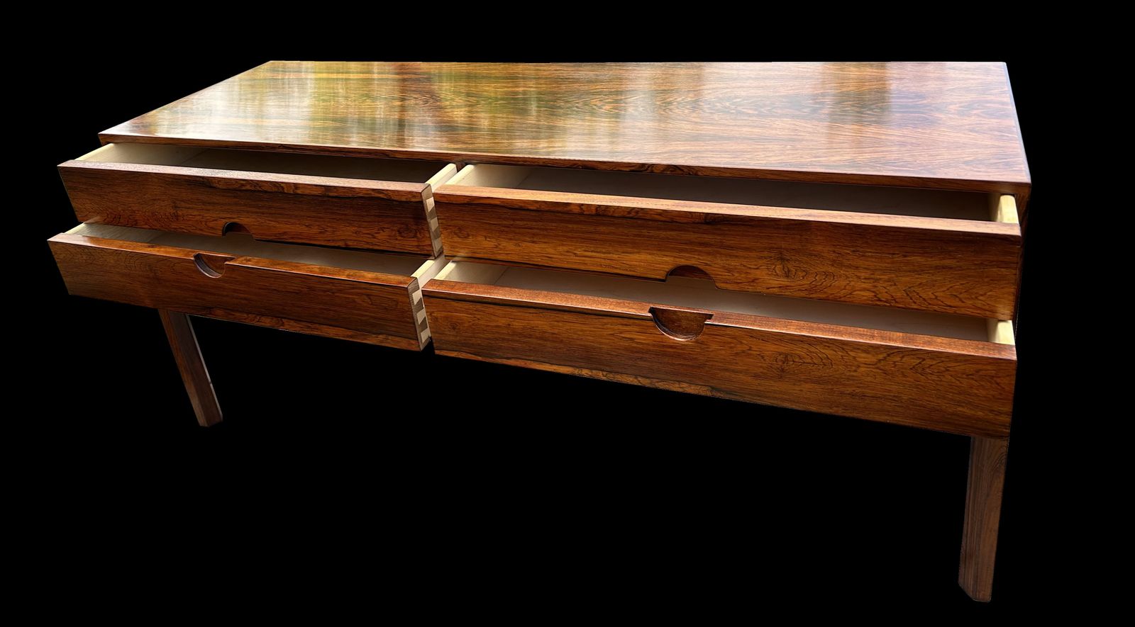 Model 394 Low Chest Of 4 Drawers By Kai Kristiansen For Aksel Kjersgaard In Santos Rosewood photo vinterior