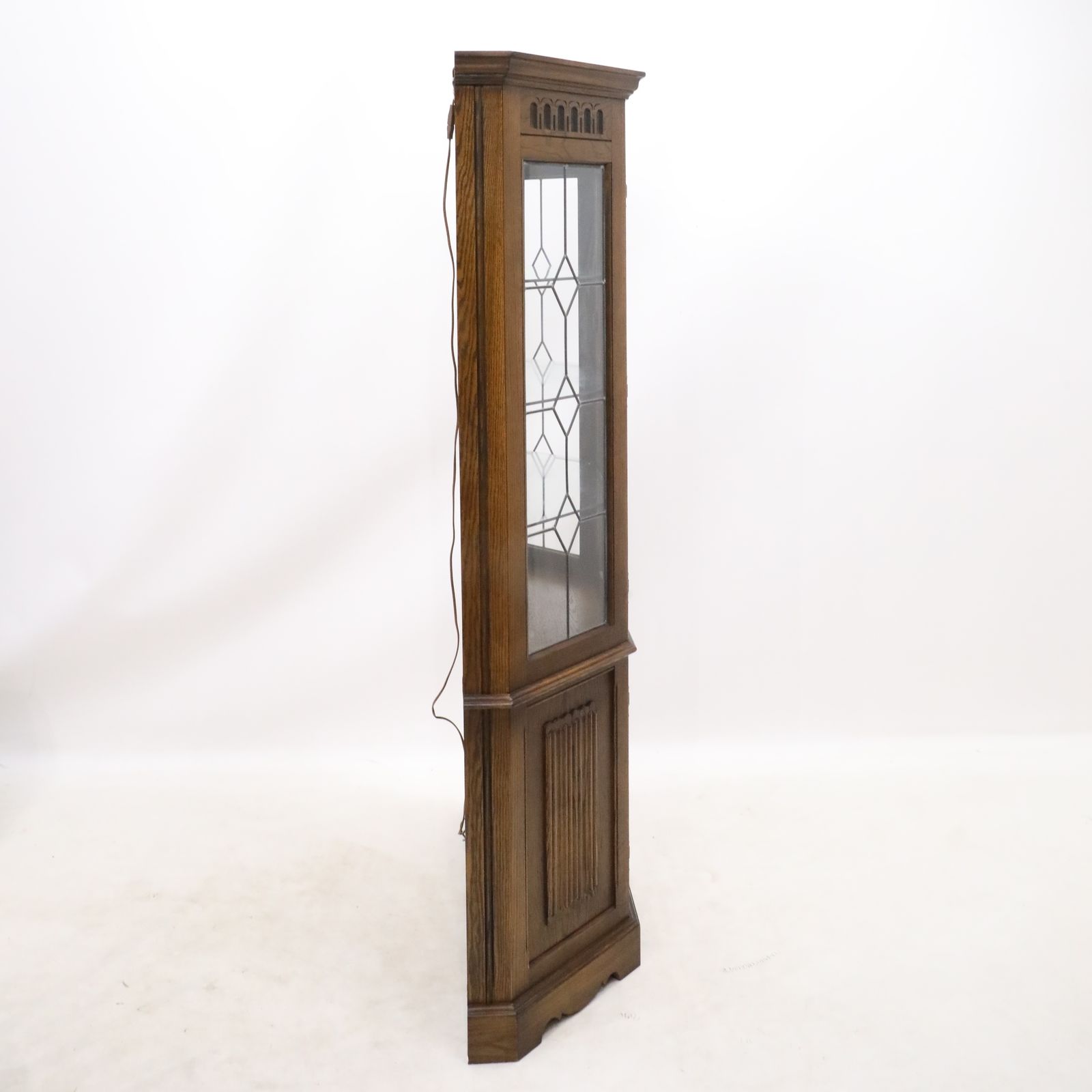 photo for sale Old Charm Display Cabinet Light Oak Leadlight Free* Uk Delivery