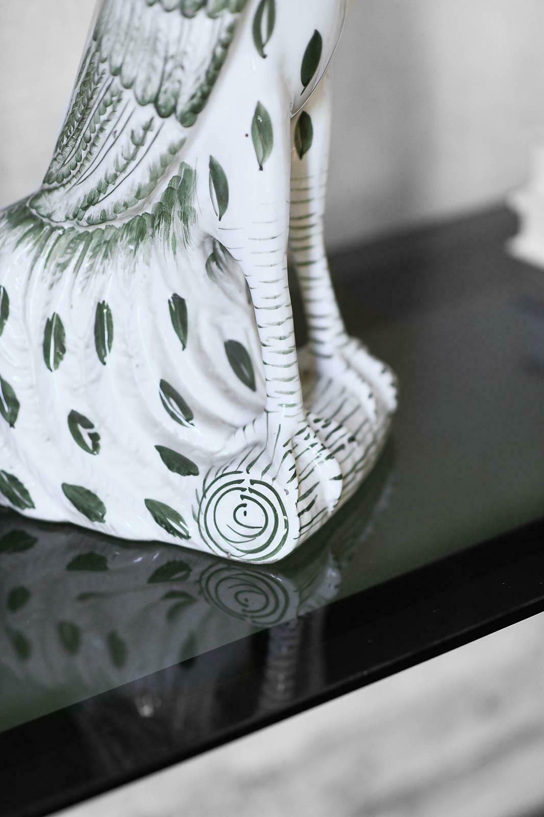 Pair Of Roosters In Glazed Ceramic With Handmade Decorations photo vinterior