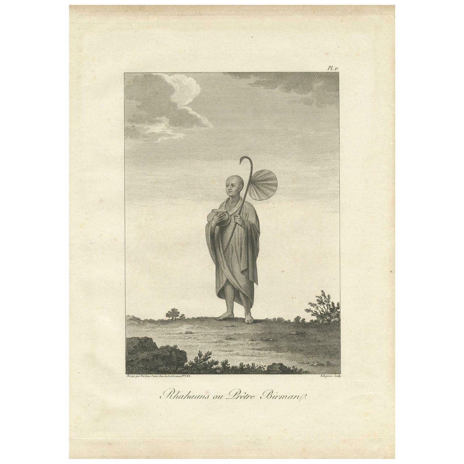 Antique Print Of A Burmese Priest By Symes, 1800