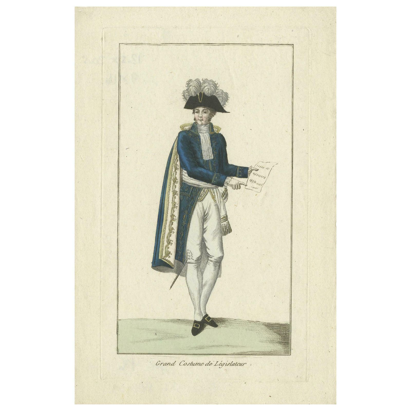Antique Costume Print Of A French Legislator, Circa 1810