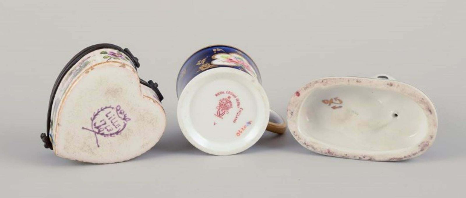 photo furniture Three Pieces Of French And English Porcelain.
