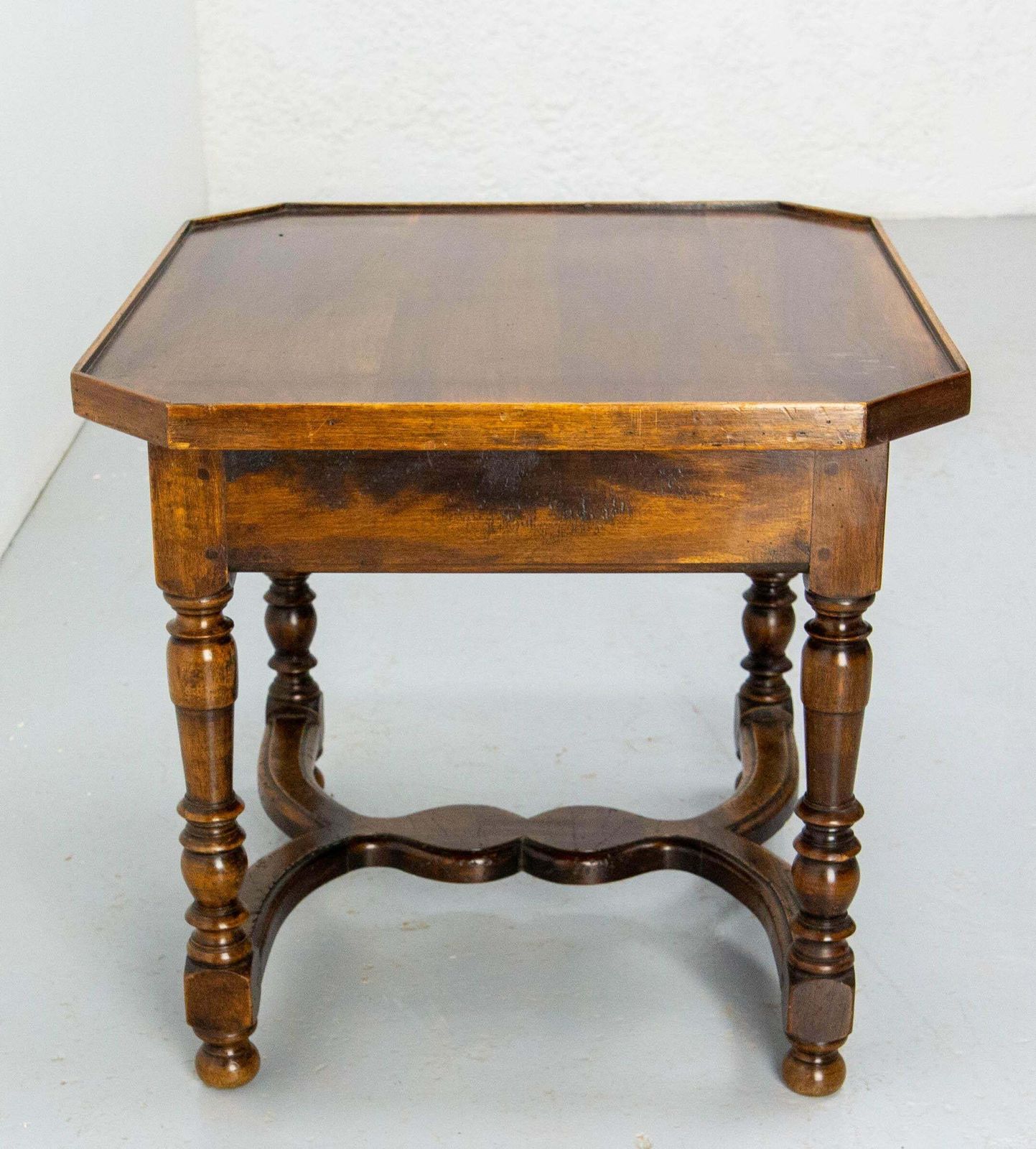 657.0 Antique French Walnut Coffee Table End Table With Drawer Circa 1940 photo