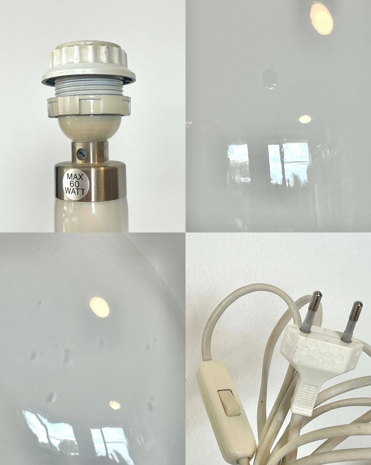 photo for sale Danish Vintage “Roma” Table Lamp In White Opal Glass With Le Klint Shade   Design By Anne Grete Von Halling Koch For Royal Copenhagen