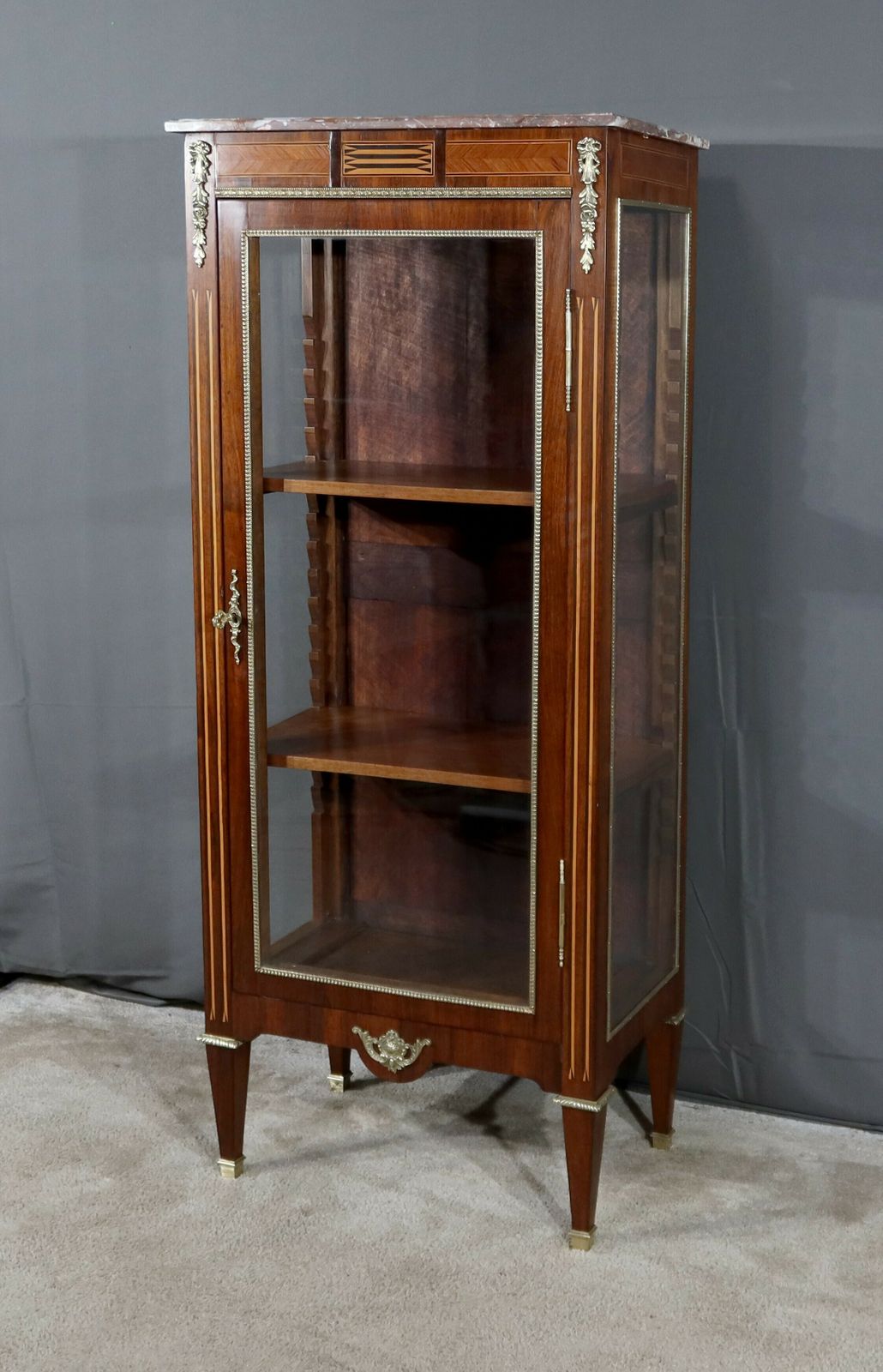 Small Showcase In Marquetry On All Sides, Louis XVI Style – 1920