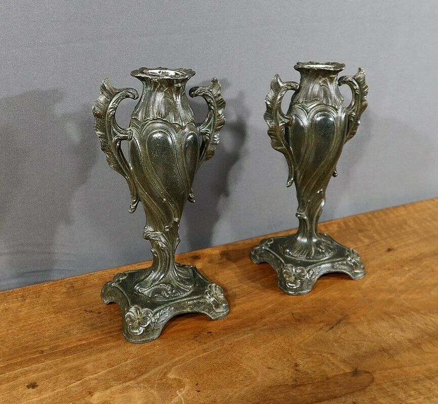 Pair Of Soliflores In Regulates, Art Nouveau   Late 19th Century photo for sale