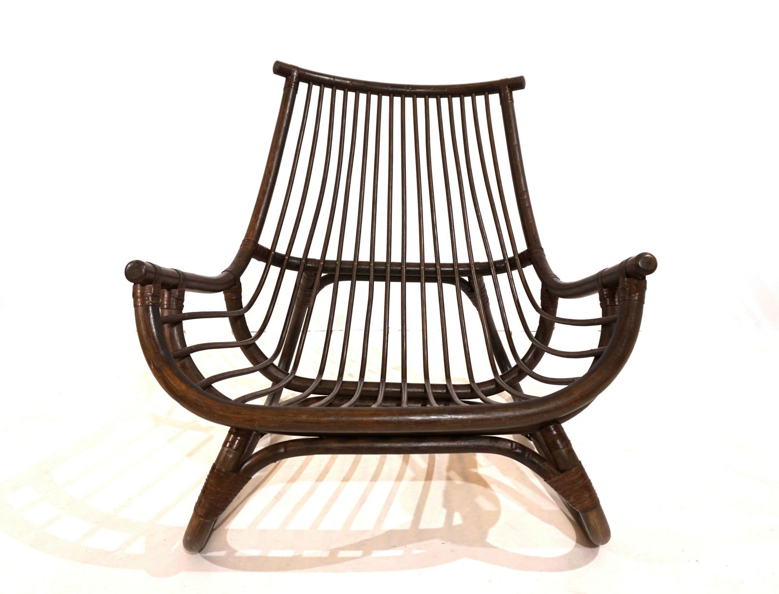 Manou Rattan Lounge Chair In Pagoda Style photo vintage