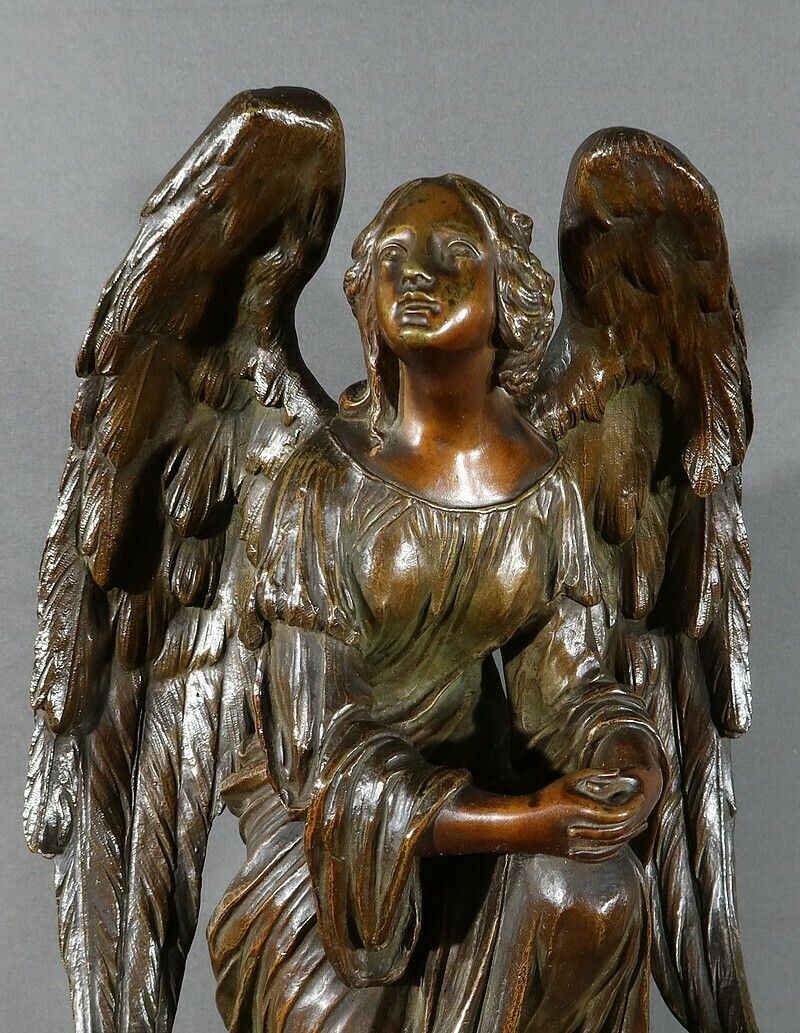 Marble And Bronze Clock, “The Angel In Contemplation”, Miroy Frères, Napoleon III Period – Mid 19th Century photo vinterior
