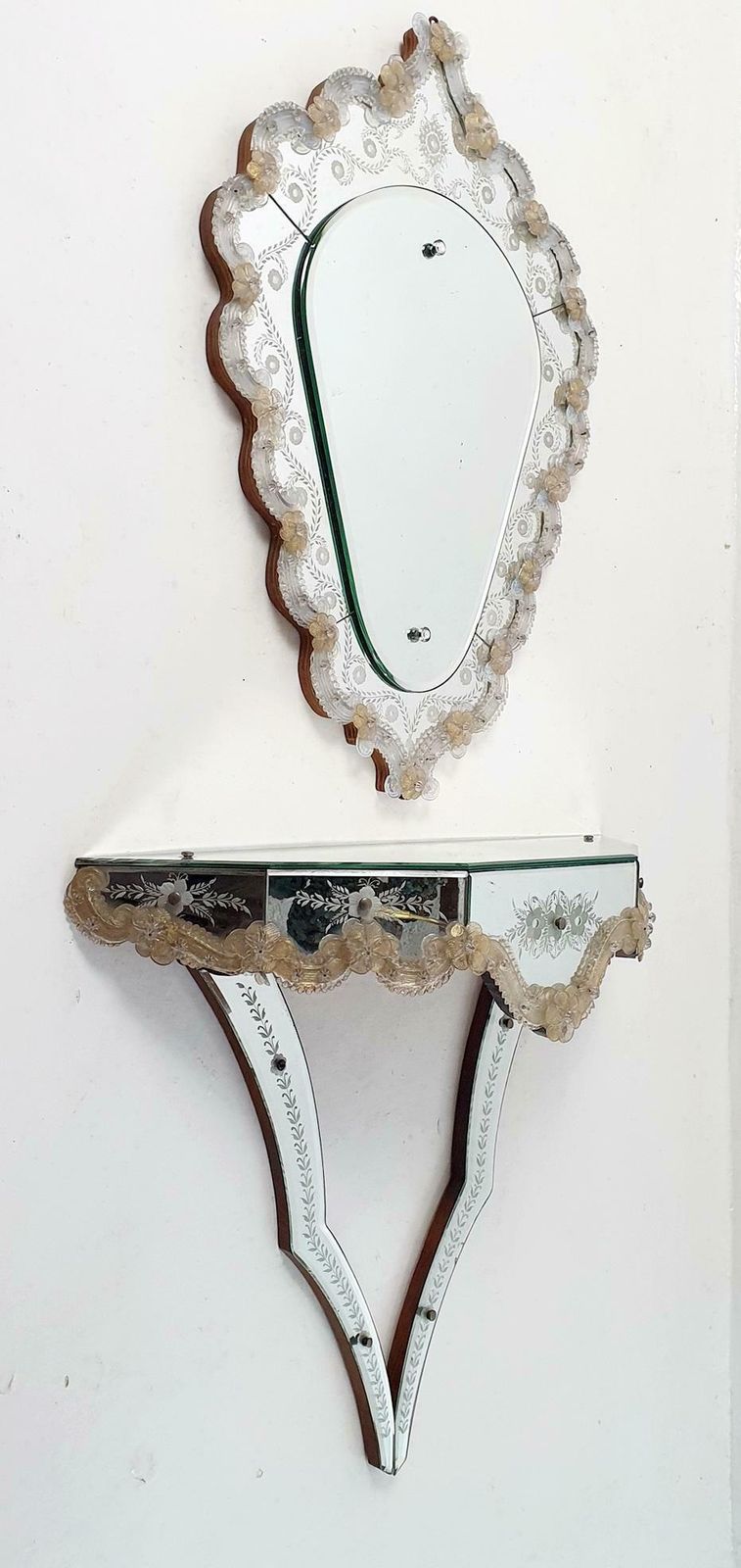 Mid Century Murano Glass Console Table And Mirror photo 3476.0