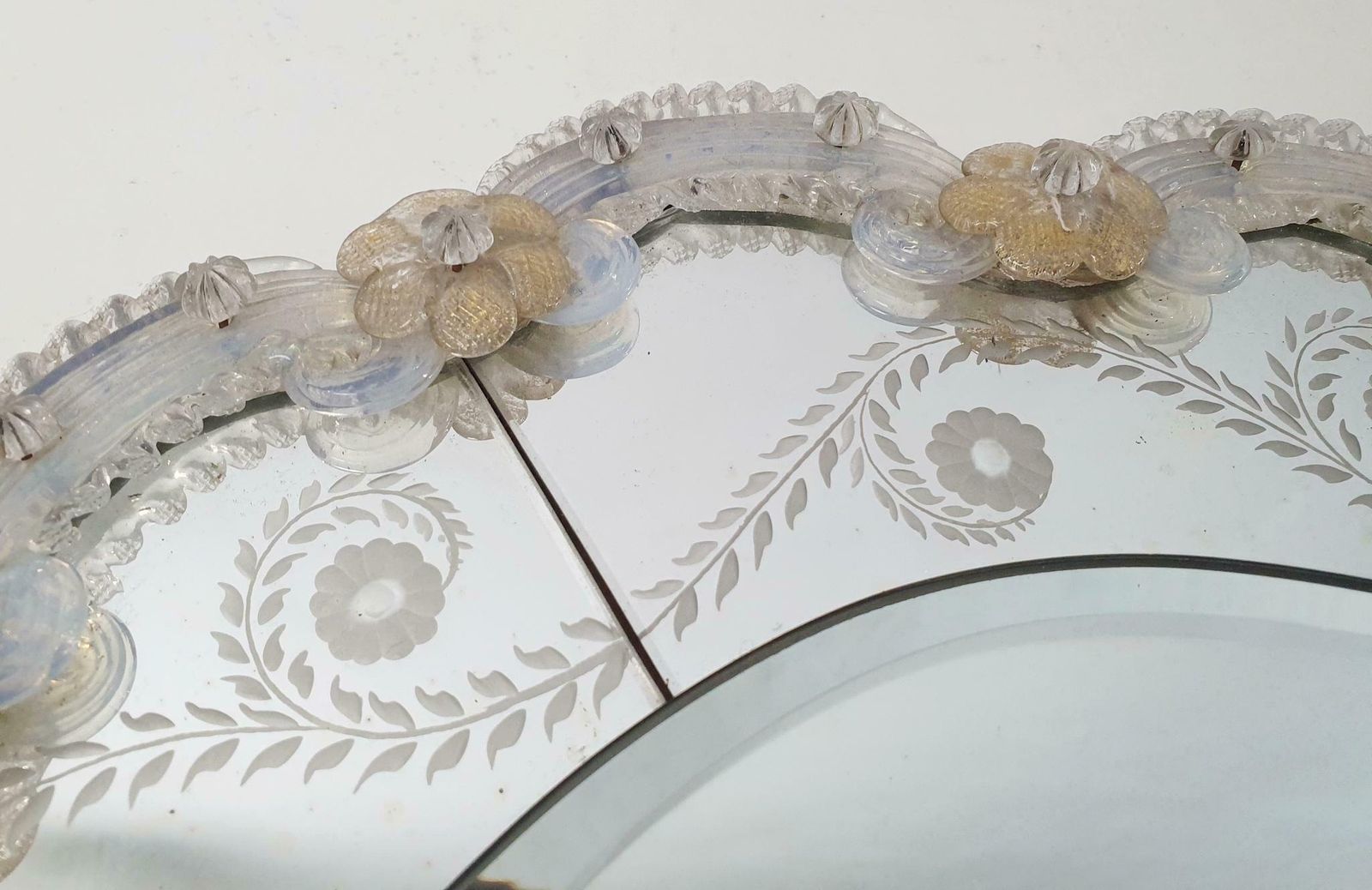 photo for sale Mid Century Murano Glass Console Table And Mirror