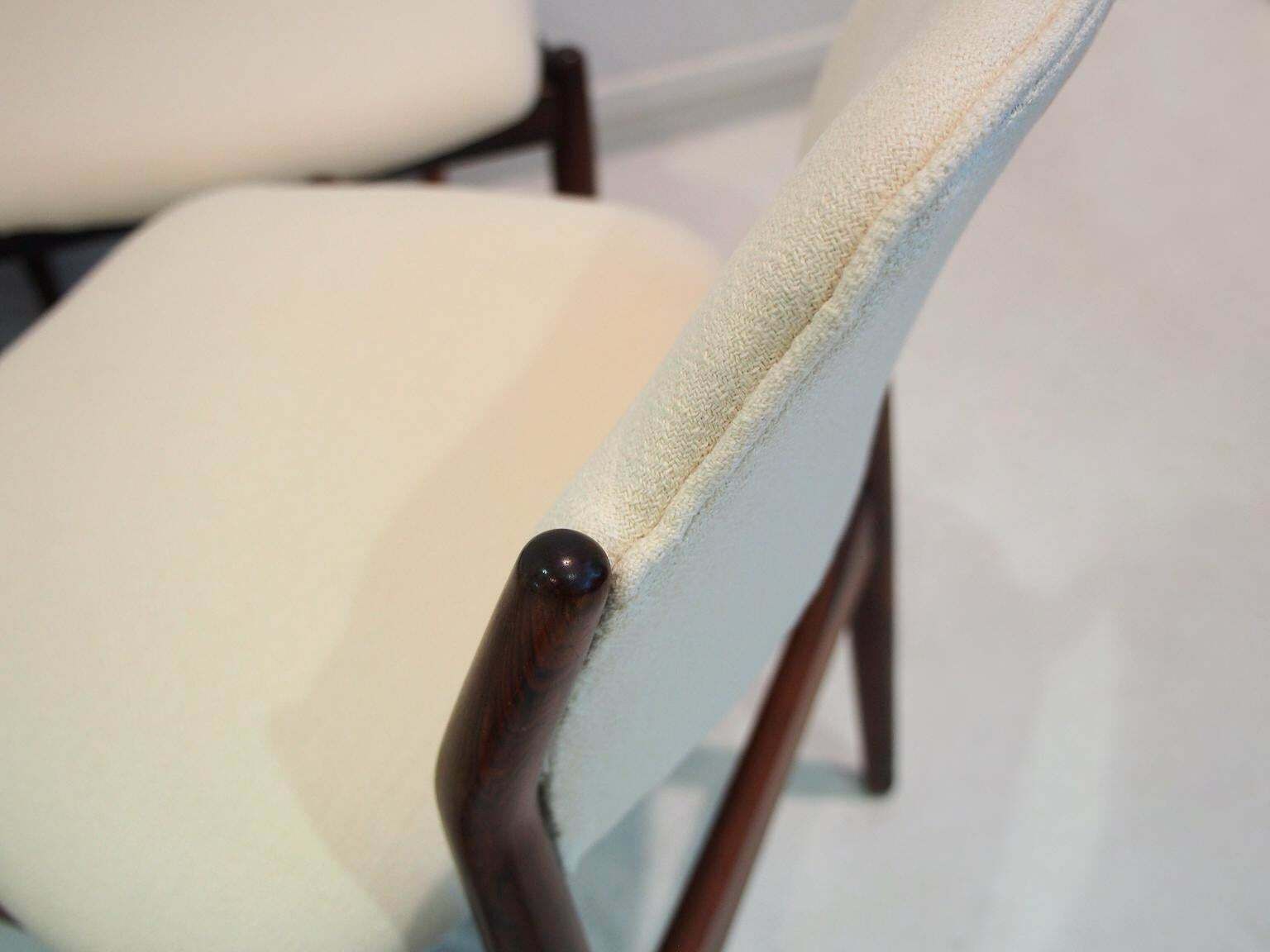 Set Of Six Arne Vodder For Sibast Hardwood Chairs With White Textile Covers photo vintage