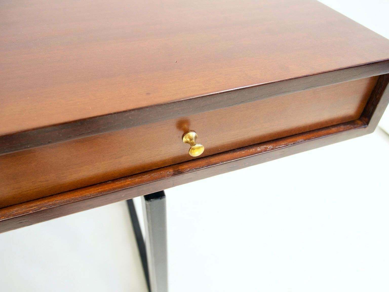 Wooden Writing Desk With Drawers And Black Lacquered Legs photo 2509.0