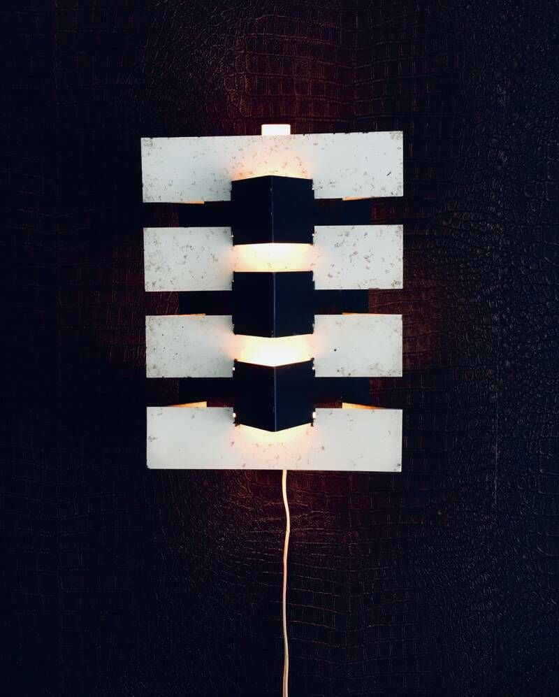 Modernist Geometric Wall Lamp By J.J.M. Hoogervorst For Anvia Almelo, Netherlands 1960's