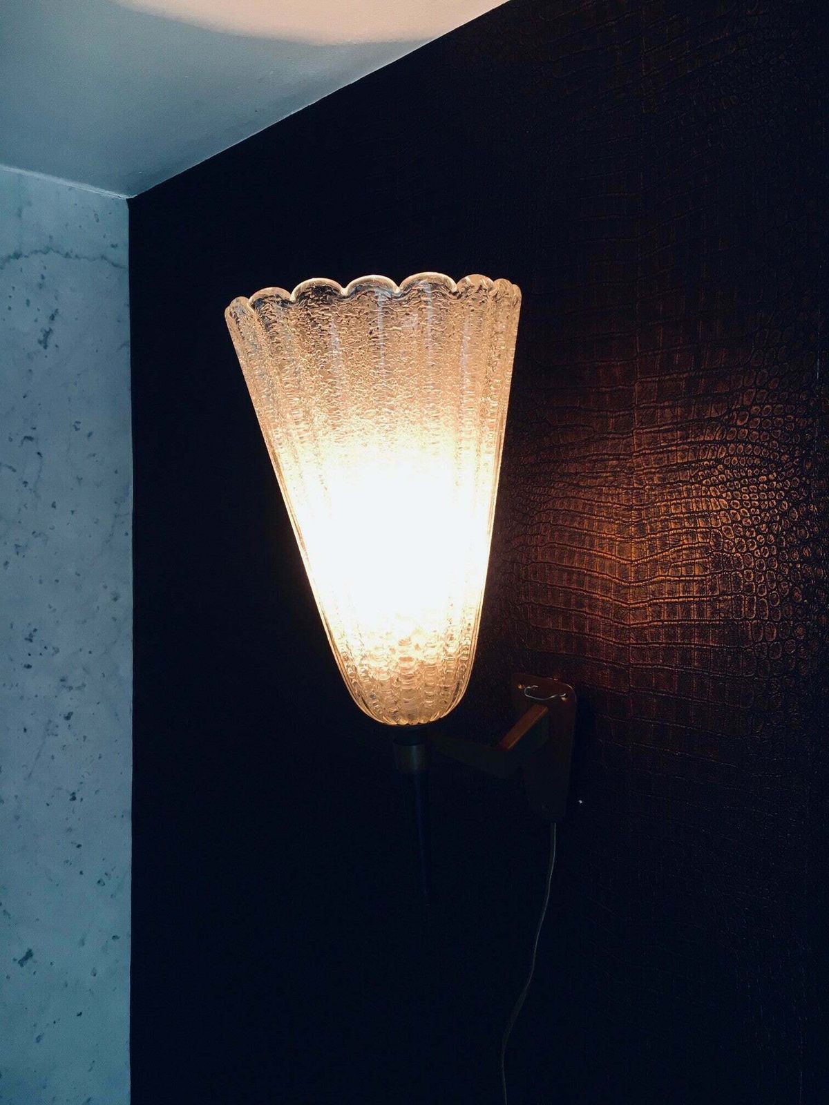 Vintage Mid Century Italiaans Design Kunstglas Wandlamp Van Barovier & Toso photo for sale