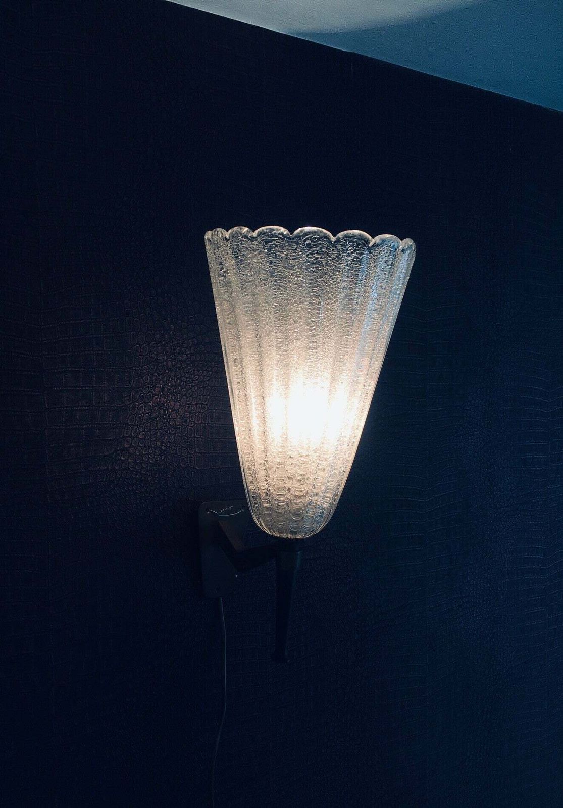 photo vintage 1950's Italian Design Art Glass Wall Lamp By Barovier & Toso