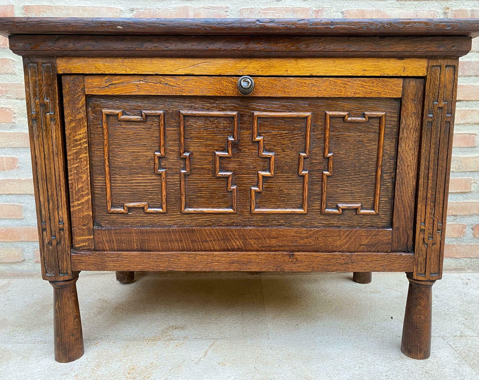 Late 19th Century French Carved Oak Coffer photo furniture