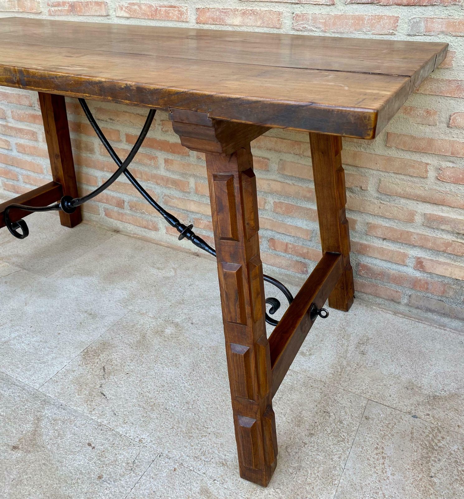 Antique Spanish Oak Work Table, 1800s photo vintage