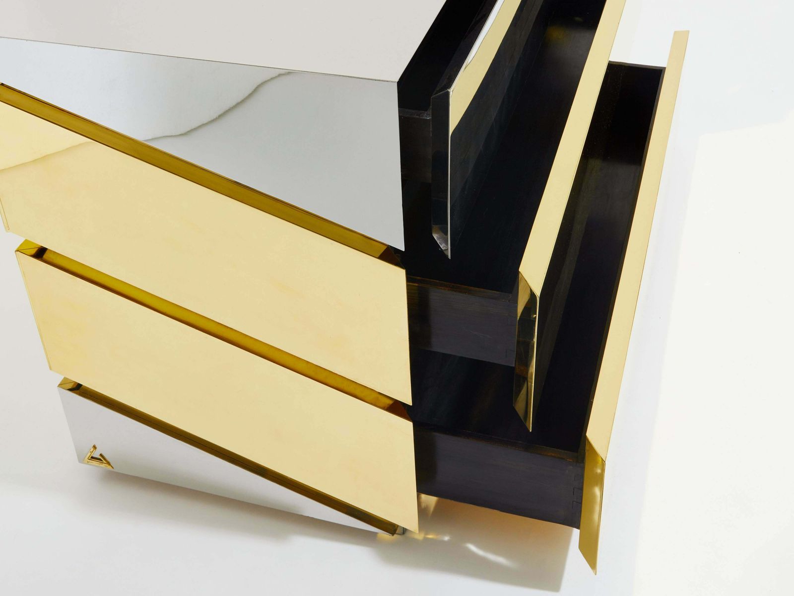 Commode Gabriella Crespi Mr Mme en chrome et laiton, 1972 photo Mobilier