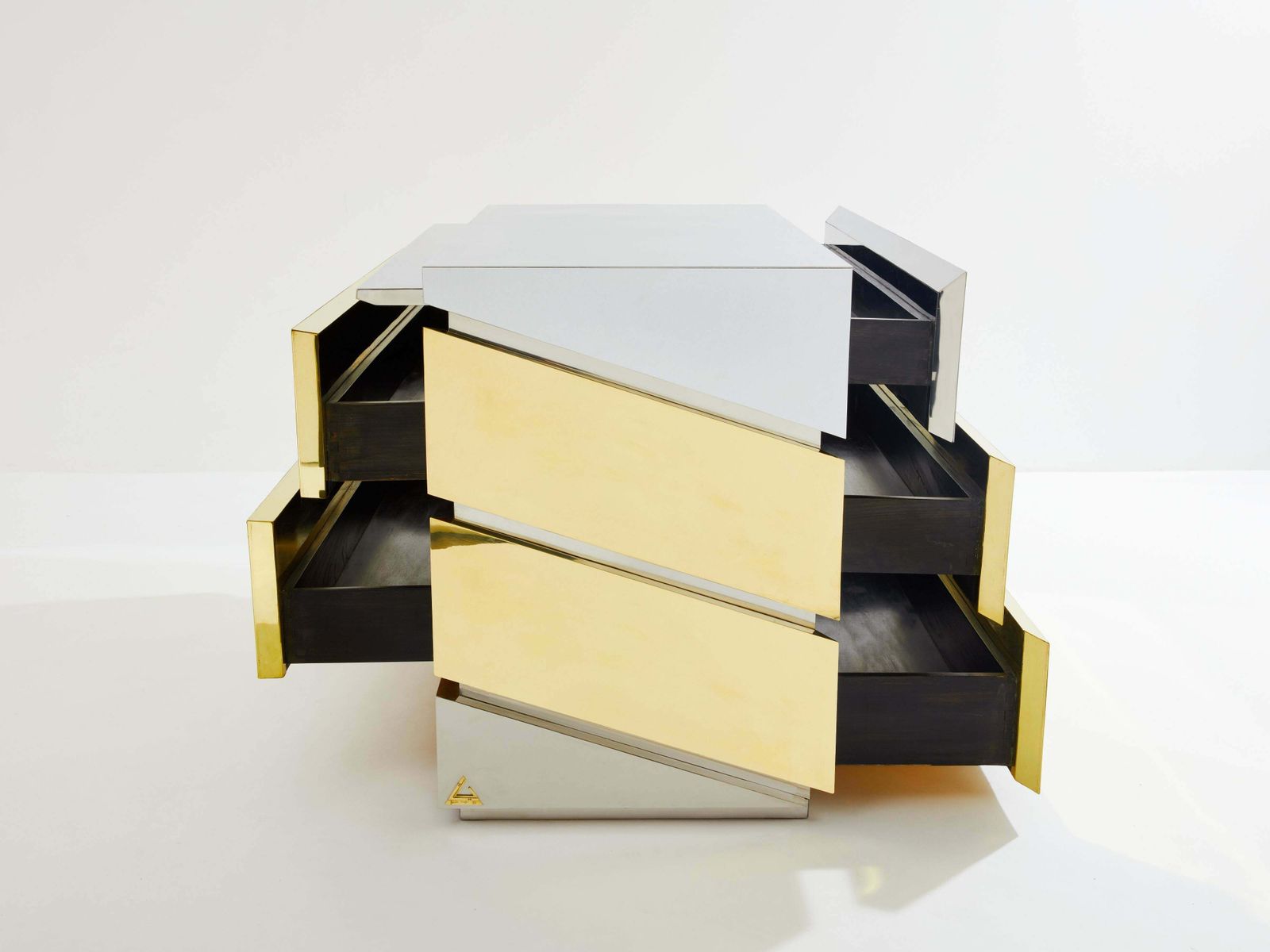 Commode Gabriella Crespi Mr Mme en chrome et laiton, 1972 photo vinterior