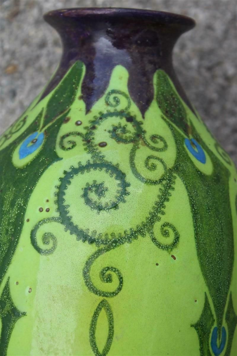 photo furniture Art Decò Vase Italy 1920 Palazzi Roma Manufacture Green And Floral Decorations