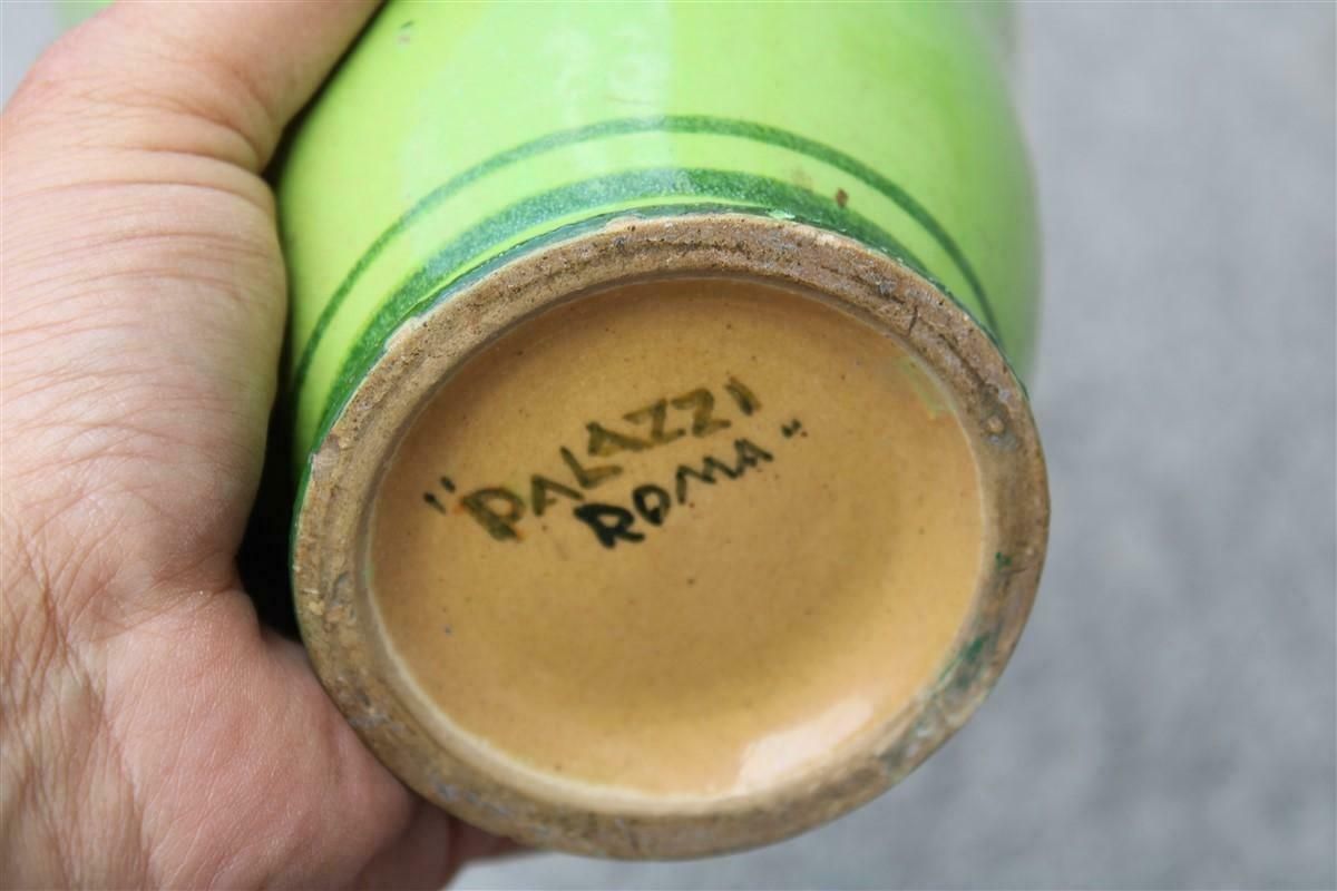 1554.0 Art Decò Vase Italy 1920 Palazzi Roma Manufacture Green And Floral Decorations photo