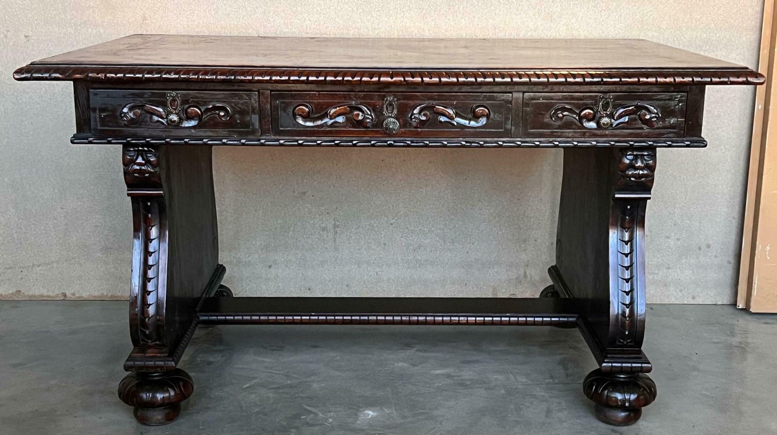 19th Century French Renaissance Desk With Three Drawers photo furniture