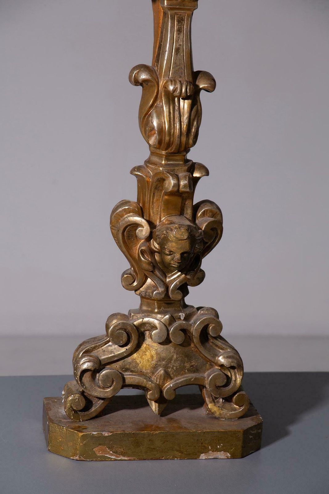 photo for sale Pair Of Antique Wooden Lamps, Gilded By Pietro Cipriani