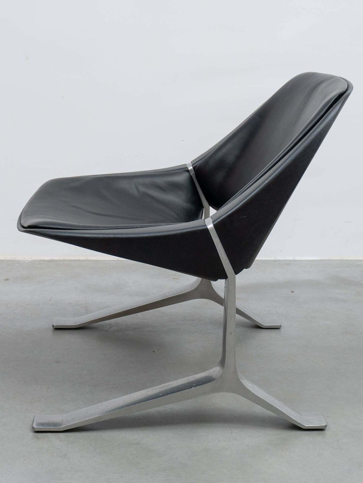 Pair Of Knut Hesterberg Lounge Black And Chrome Club Arm Chairs, Germany 1971 photo vintage