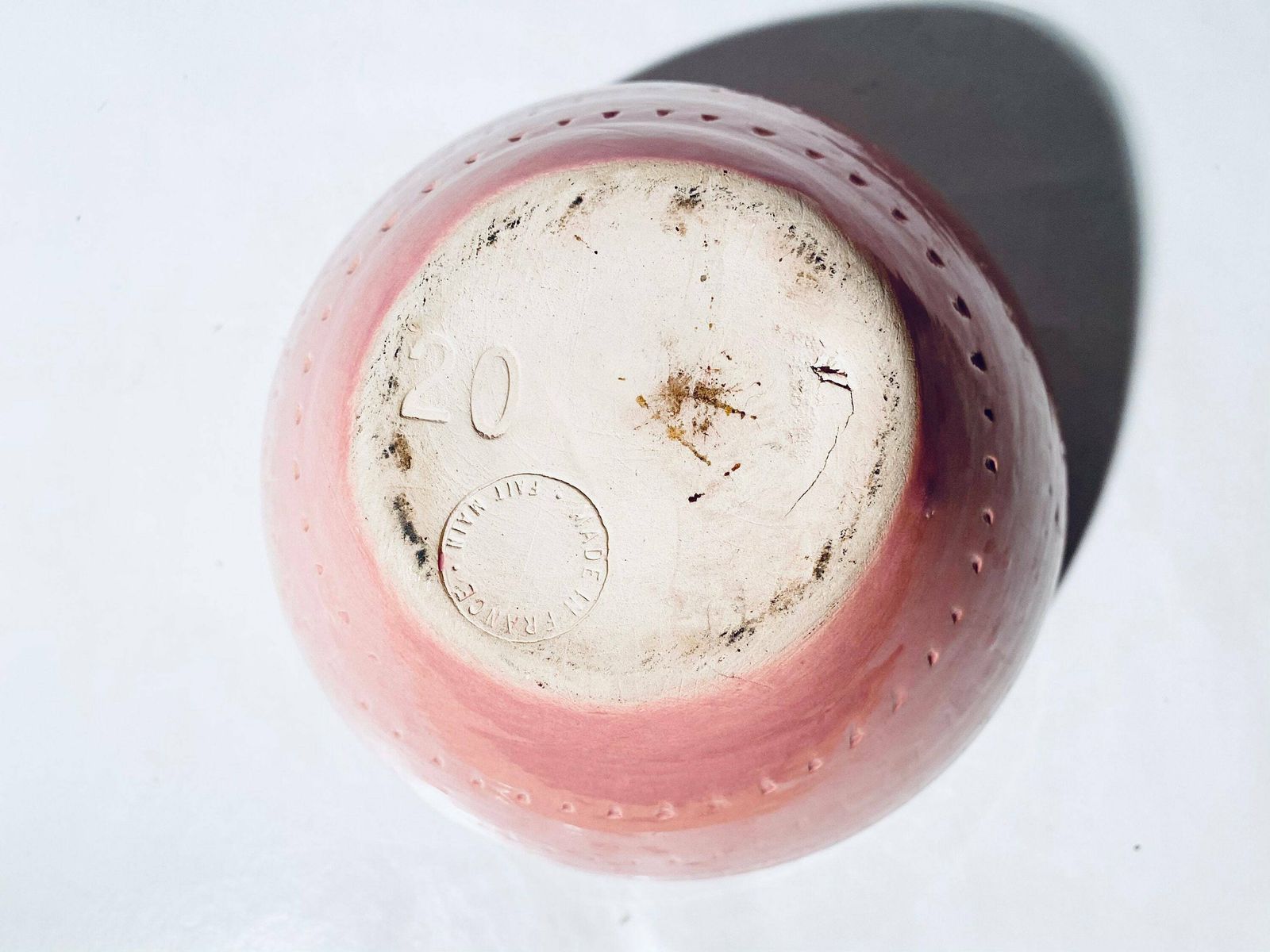 photo furniture Vintage Pink Ceramic Planter Made Mainly Handmade France