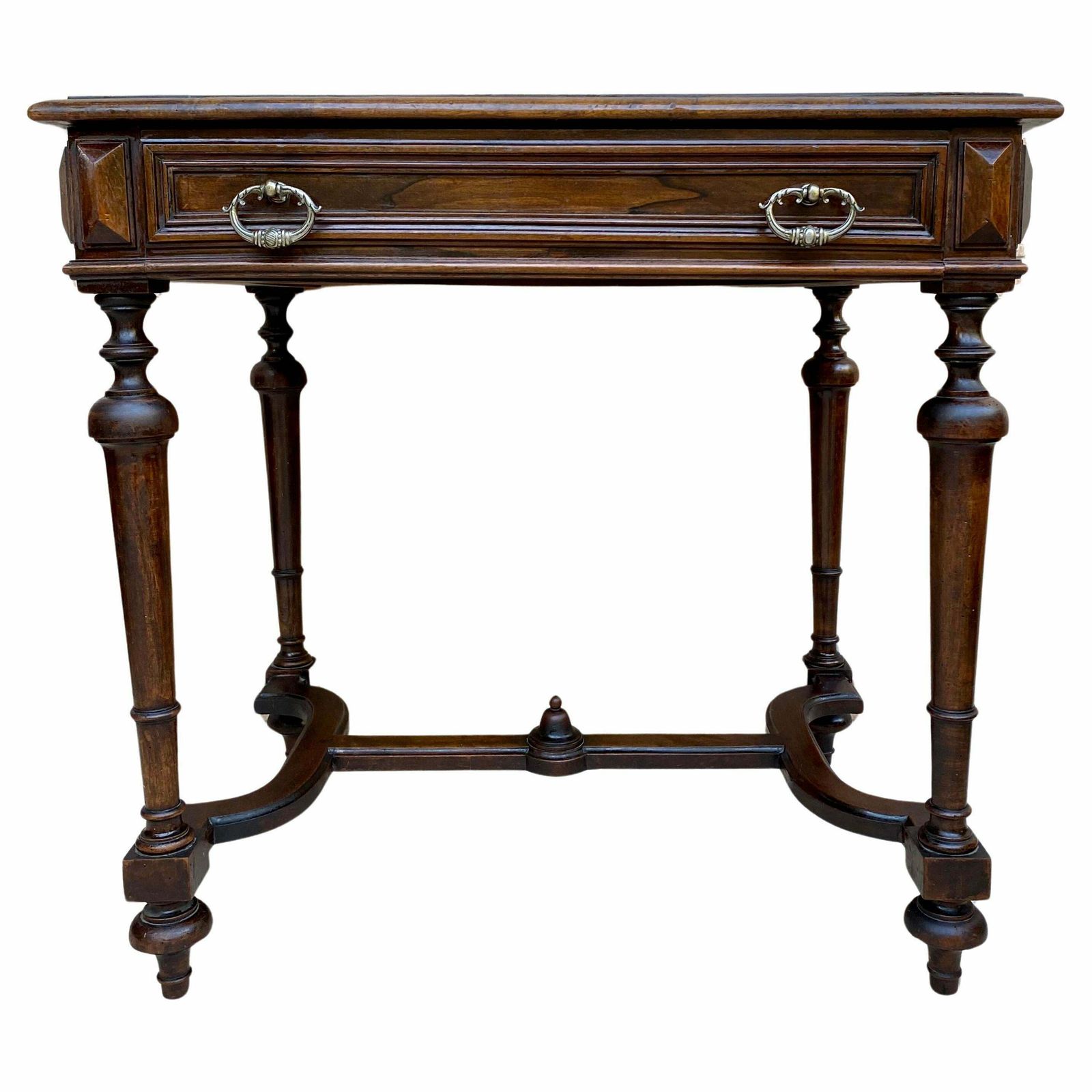 Table d'appoint Louis XVI en noyer avec tiroir, années 1920
