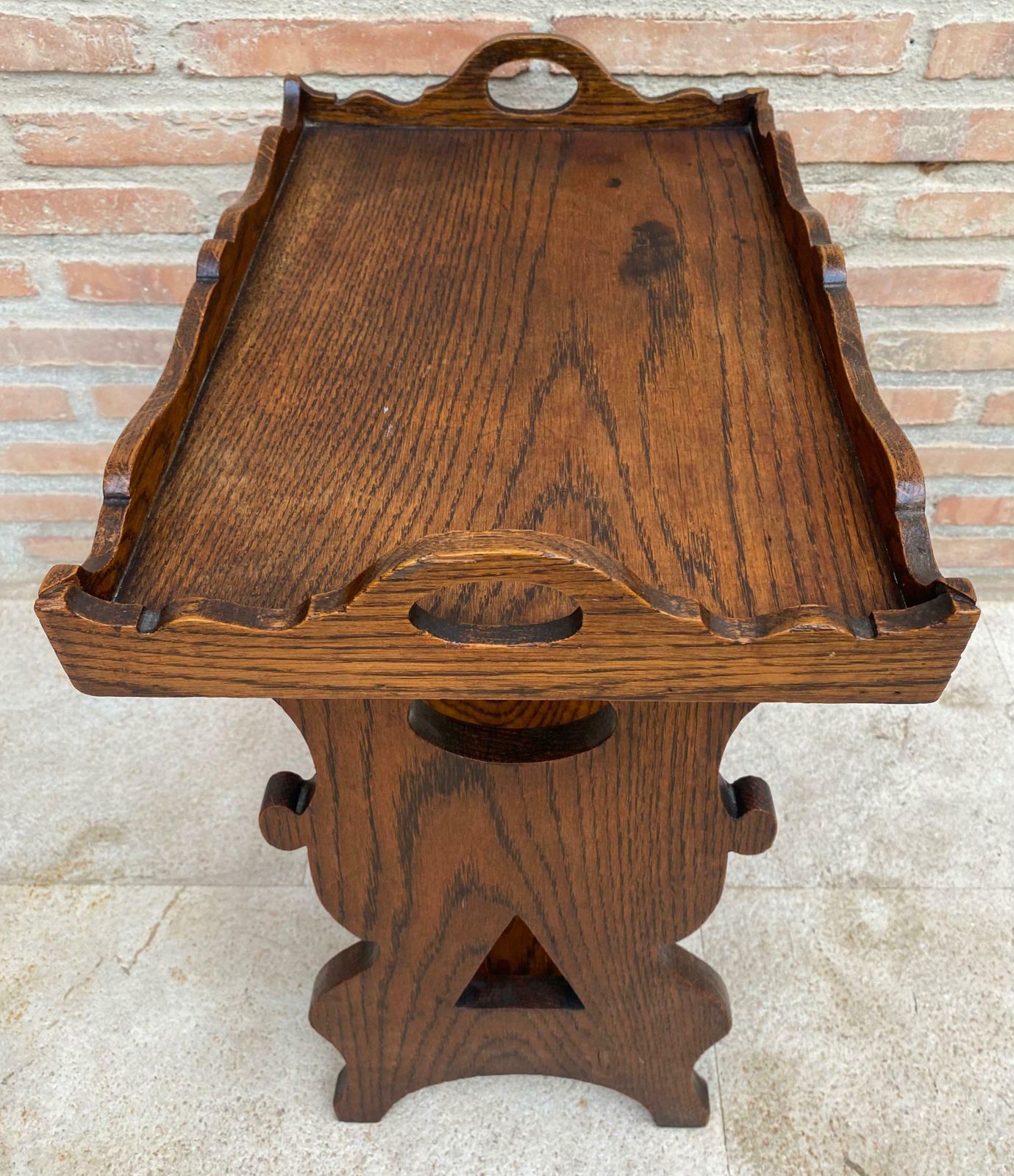 Early 20th Century French Hand Carved Oak Trolley Bar, 1920s photo buy