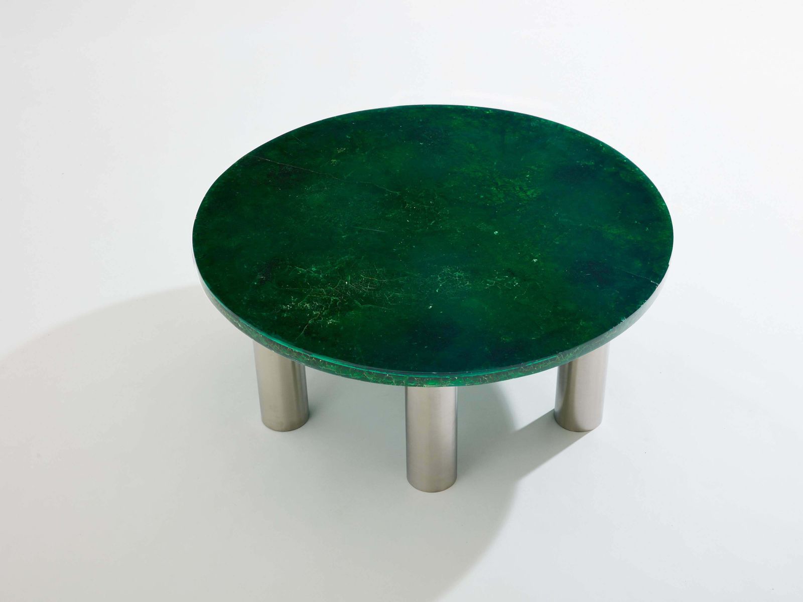 Table basse ronde en résine fractale Marie-Claude de Fouquières, années 1970 photo furniture