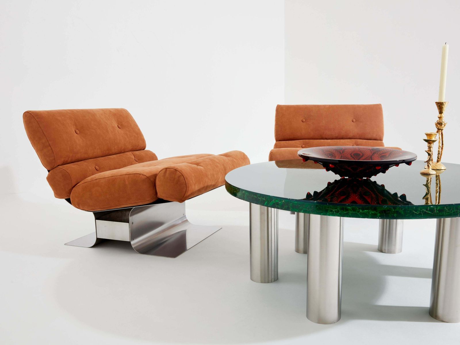 Table basse ronde en résine fractale Marie-Claude de Fouquières, années 1970 photo 29971.0