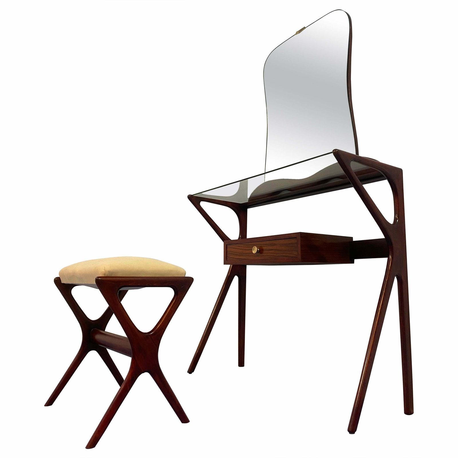 Italian Mid Century Console Table With Mirror Attributed To Ico Parisi, 1950s