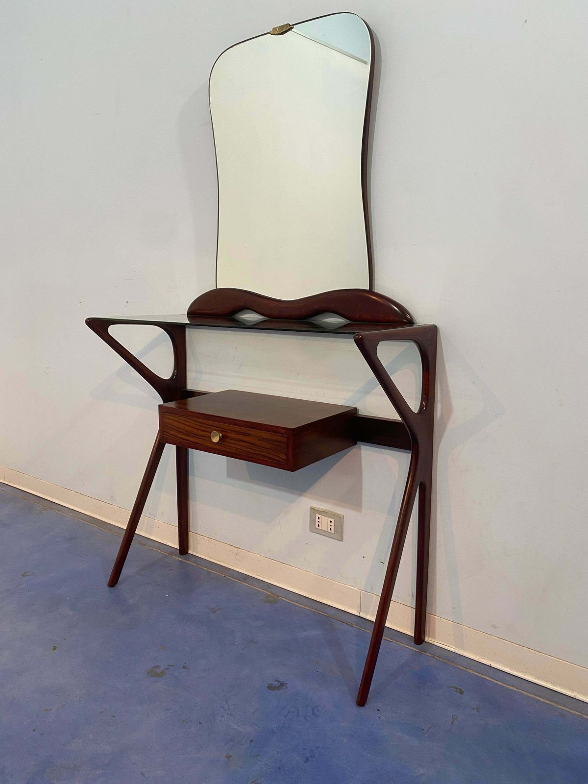Italian Mid Century Console Table With Mirror Attributed To Ico Parisi, 1950s photo furniture