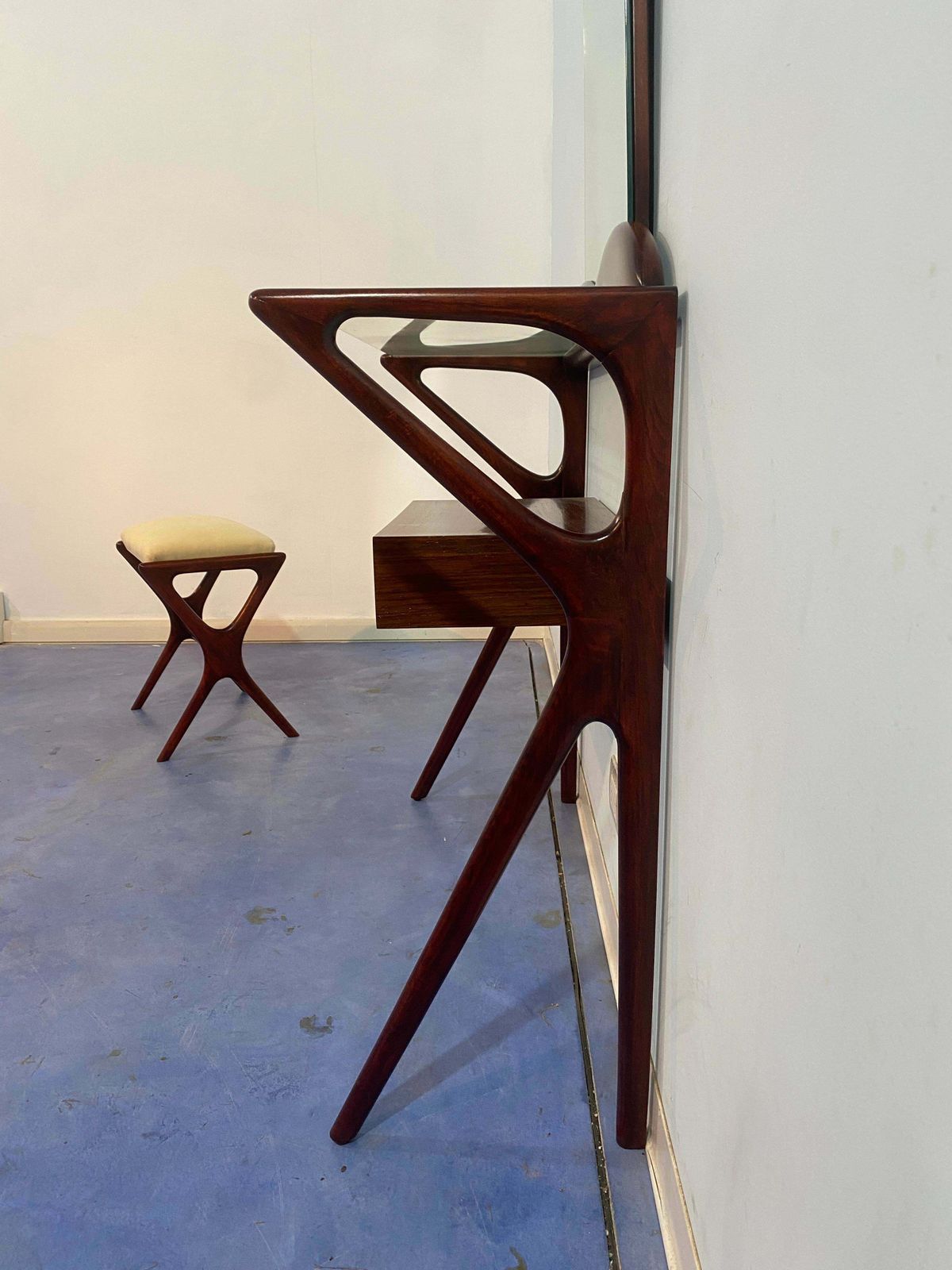 photo for sale Italian Mid Century Console Table With Mirror Attributed To Ico Parisi, 1950s
