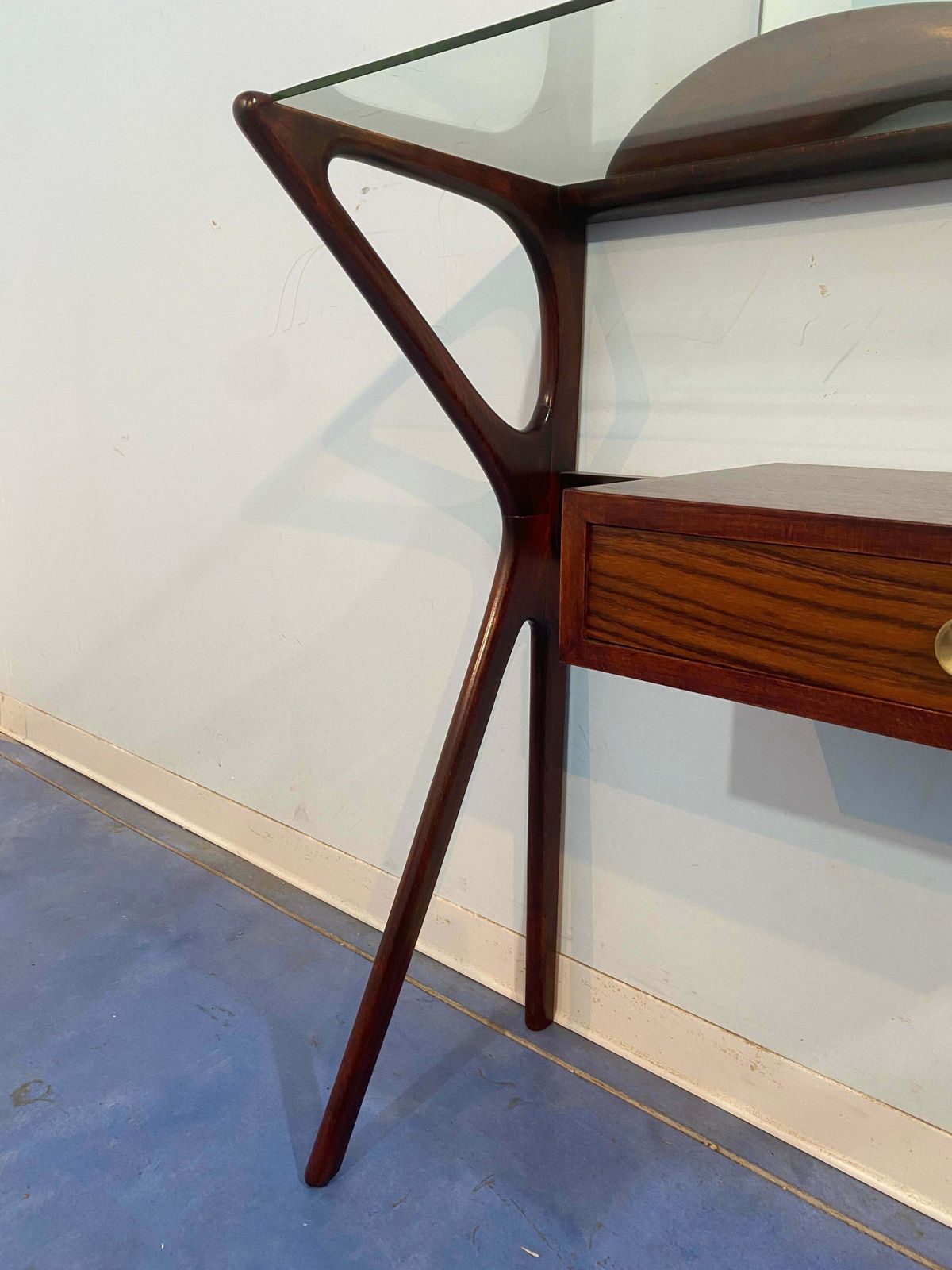 Furniture Italian Mid Century Console Table With Mirror Attributed To Ico Parisi, 1950s photo