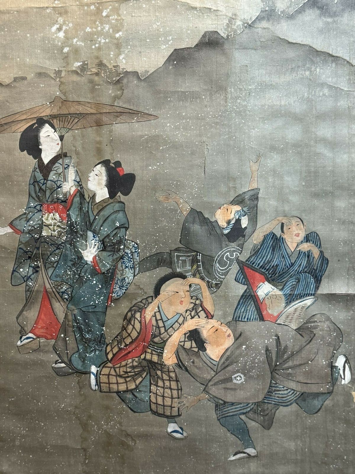Japanese Scroll Painting Depicting The First Snow photo 220.0
