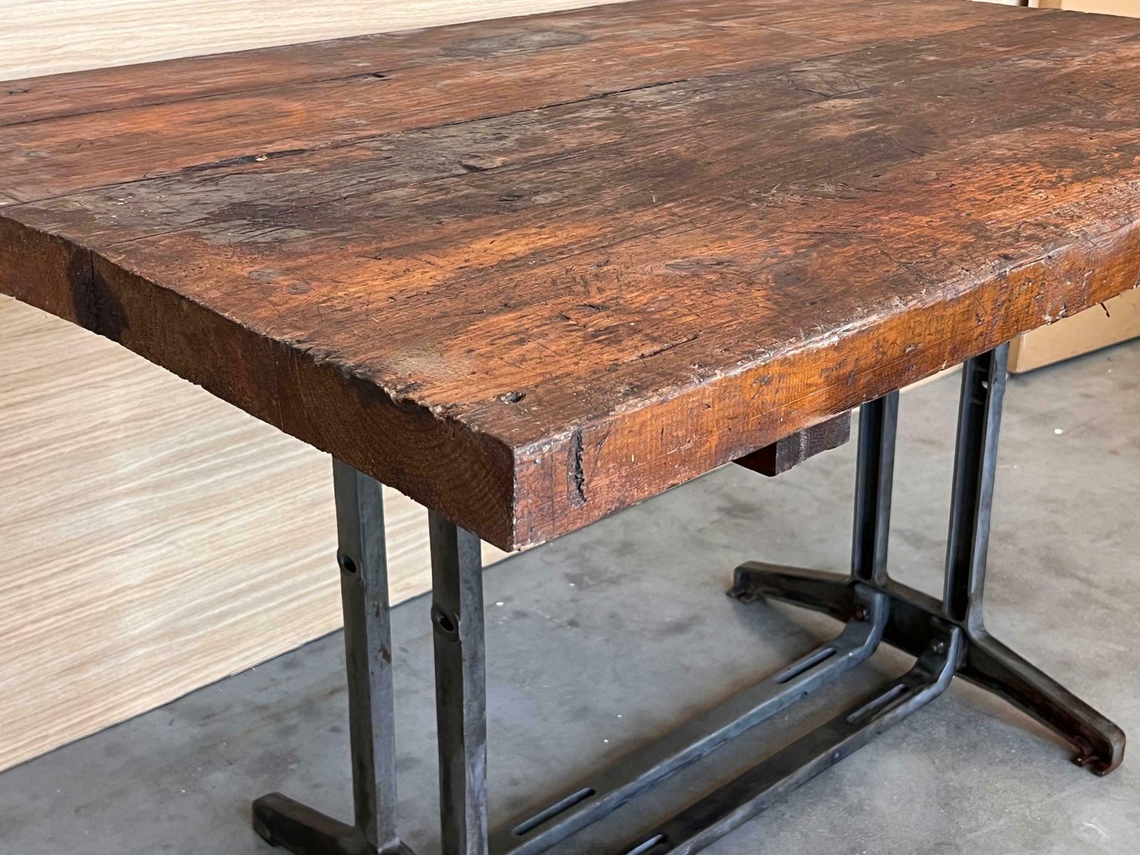 3150.0 French Solid Cast Iron French Work Table With Wood Top photo